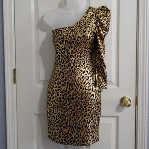 Leopard print foil dress